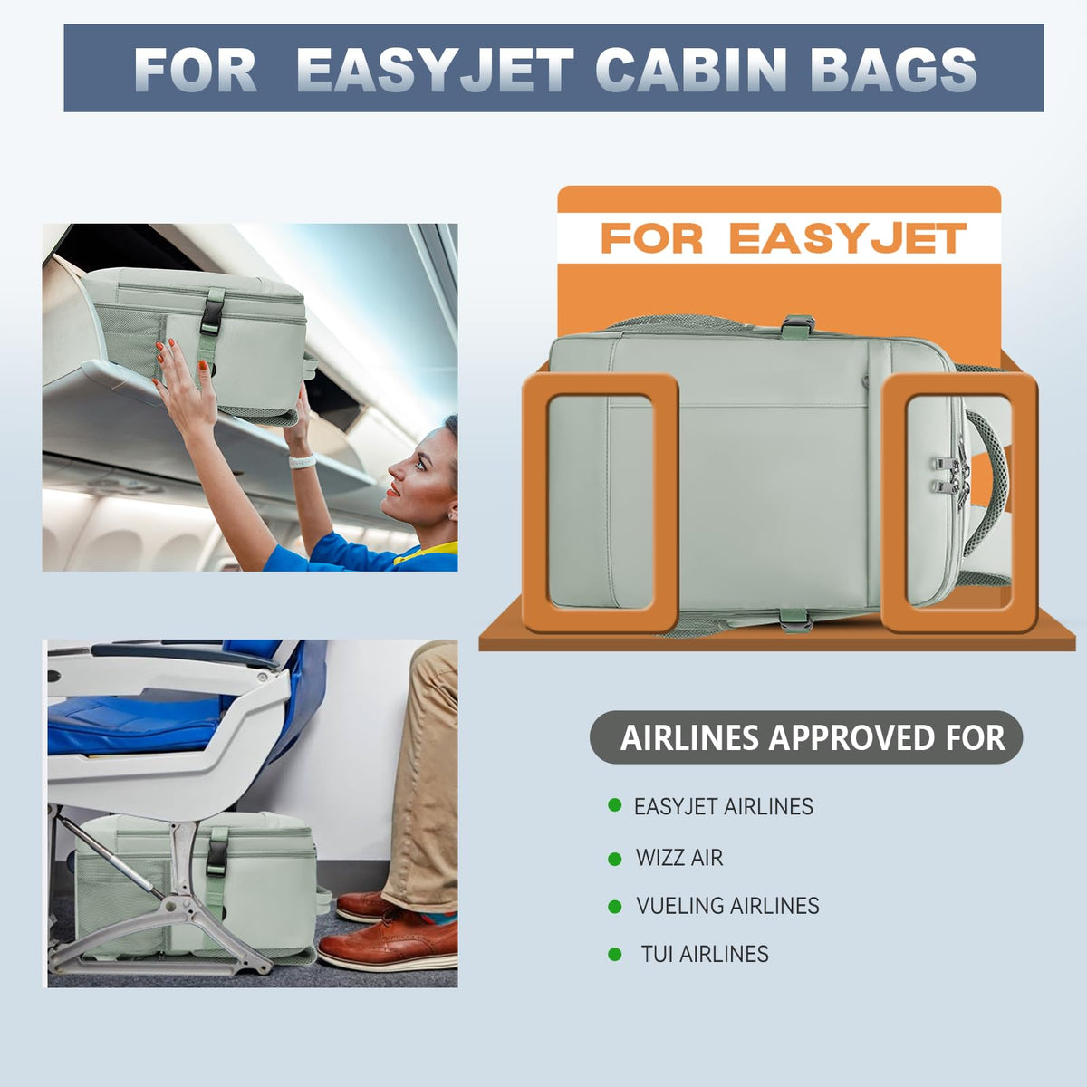 Lossga Ryanair Cabin Bags 40x30x20 Underseat Carry-ons Travel Backpack (Pack of 2)
