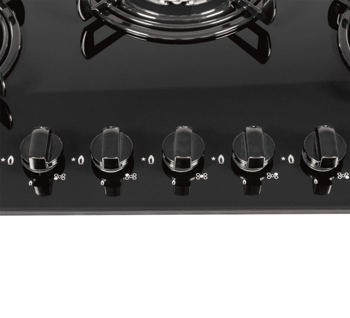 SIA GHG302BL 30cm 2 Burner Black Glass On Gas Domino Hob With Enamel Pan Stands