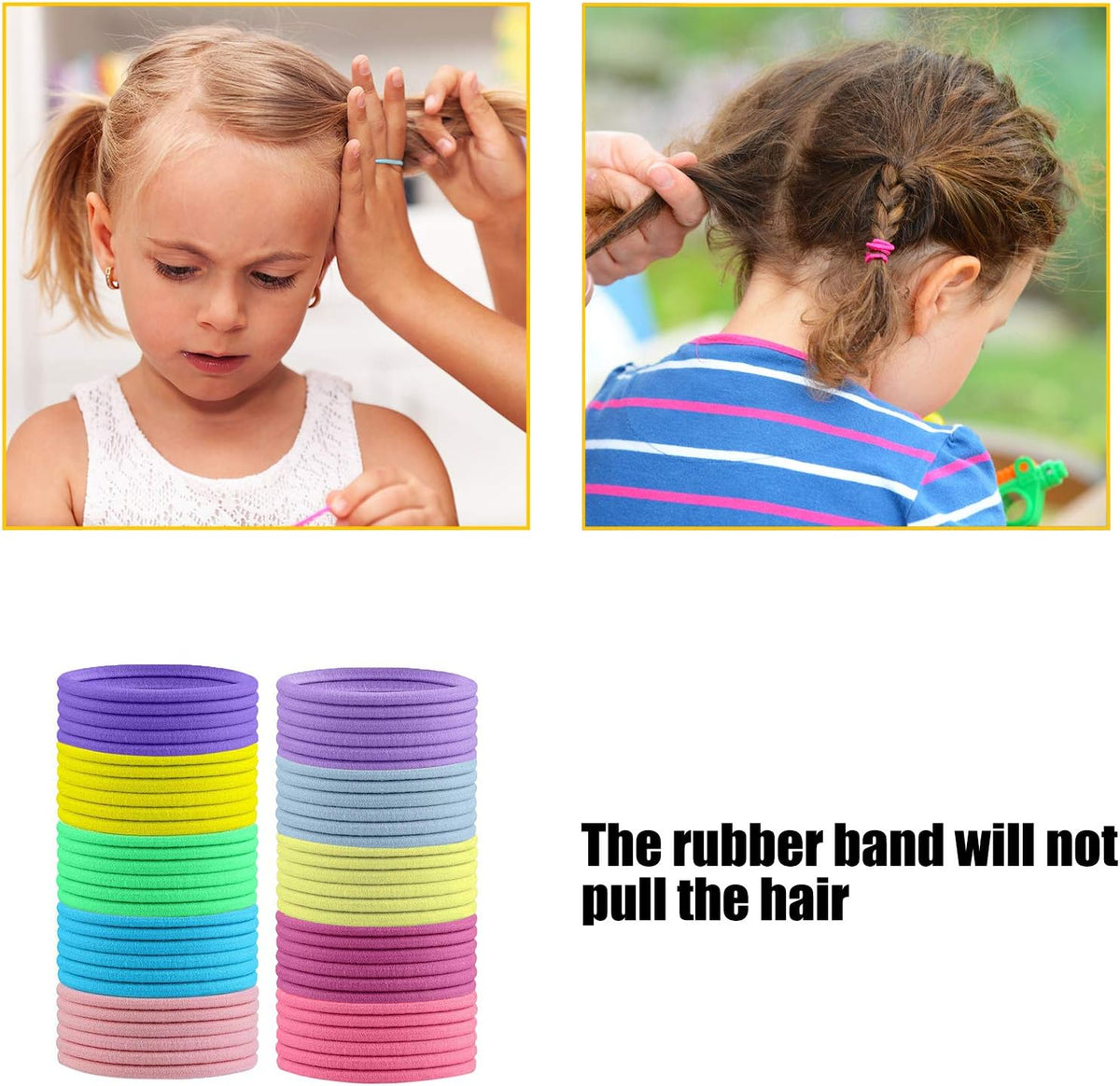 Hanyousheng 200 Pieces Hair Ties,Elastic Hairbands Ponytail Holders Hair Tie, Multicolor 2mm Hair Bands No Crease Hair Elastics Small Ponytail Holders Hair Accessories for Kids Girls Infants Toddlers