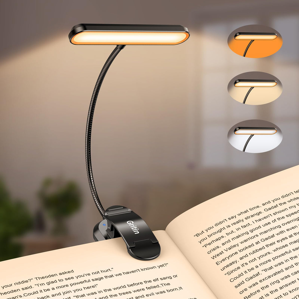 Gritin 19 LED Rechargeable Book Light for Reading in Bed - Memory Function
