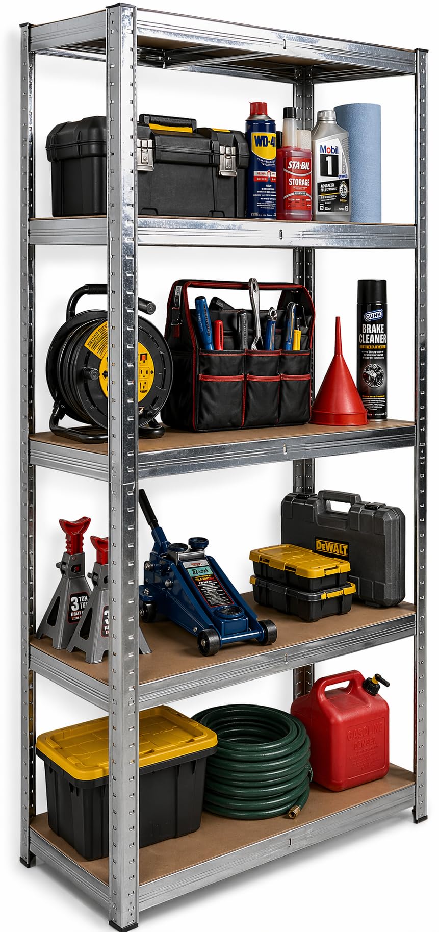 DIVCHI 5 Tier Storage Rack Heavy Duty Shelving Aluminium Garage Shelves Shed Storage Racking Shelf For Warehouse Workshop & Office (Black, Pack of 1) Up to Maximum 175 kg Per Shelf