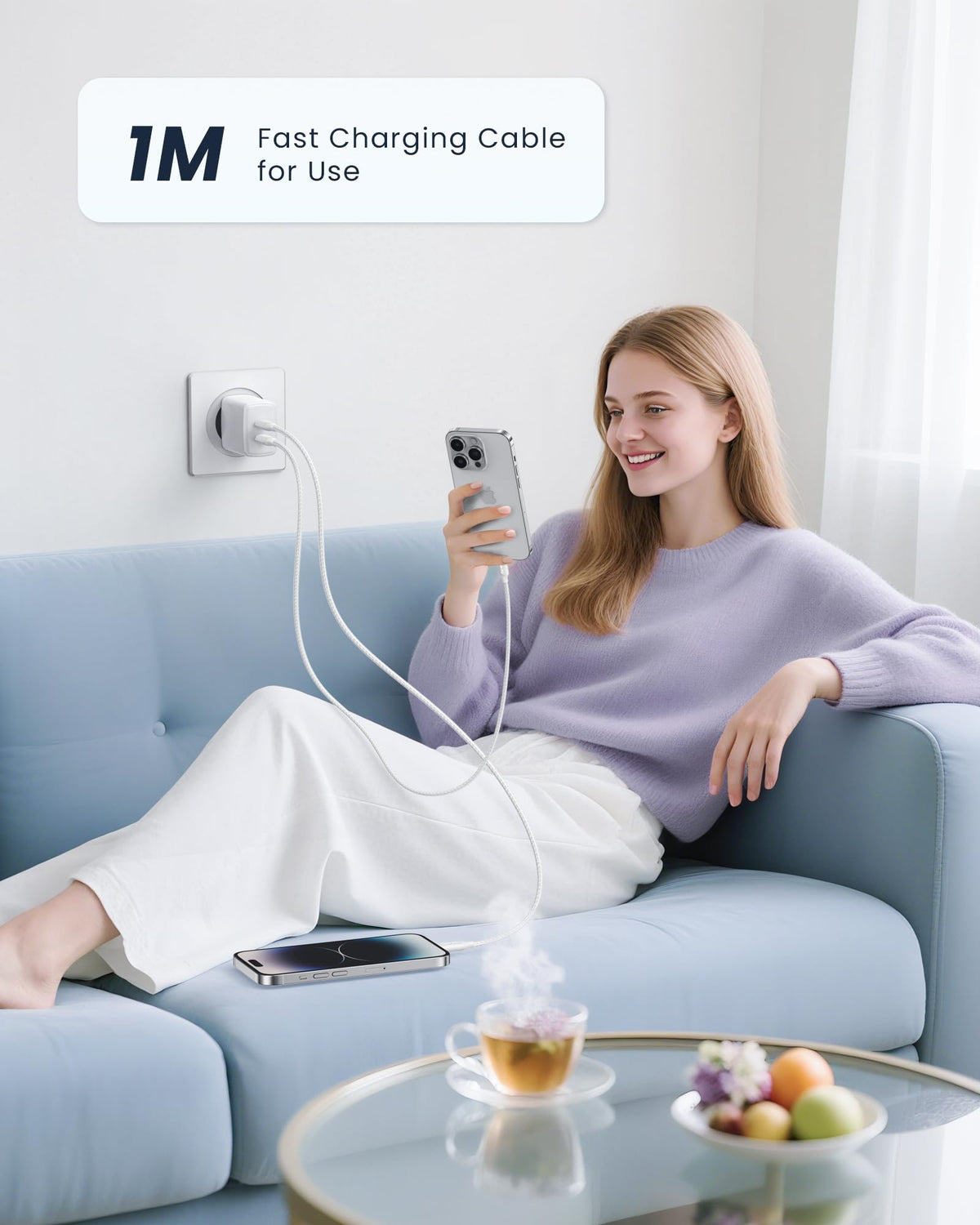 RAVIAD USB C to Lightning Cable 1M [MFi Certified]iPhone Fast Charger Cable
