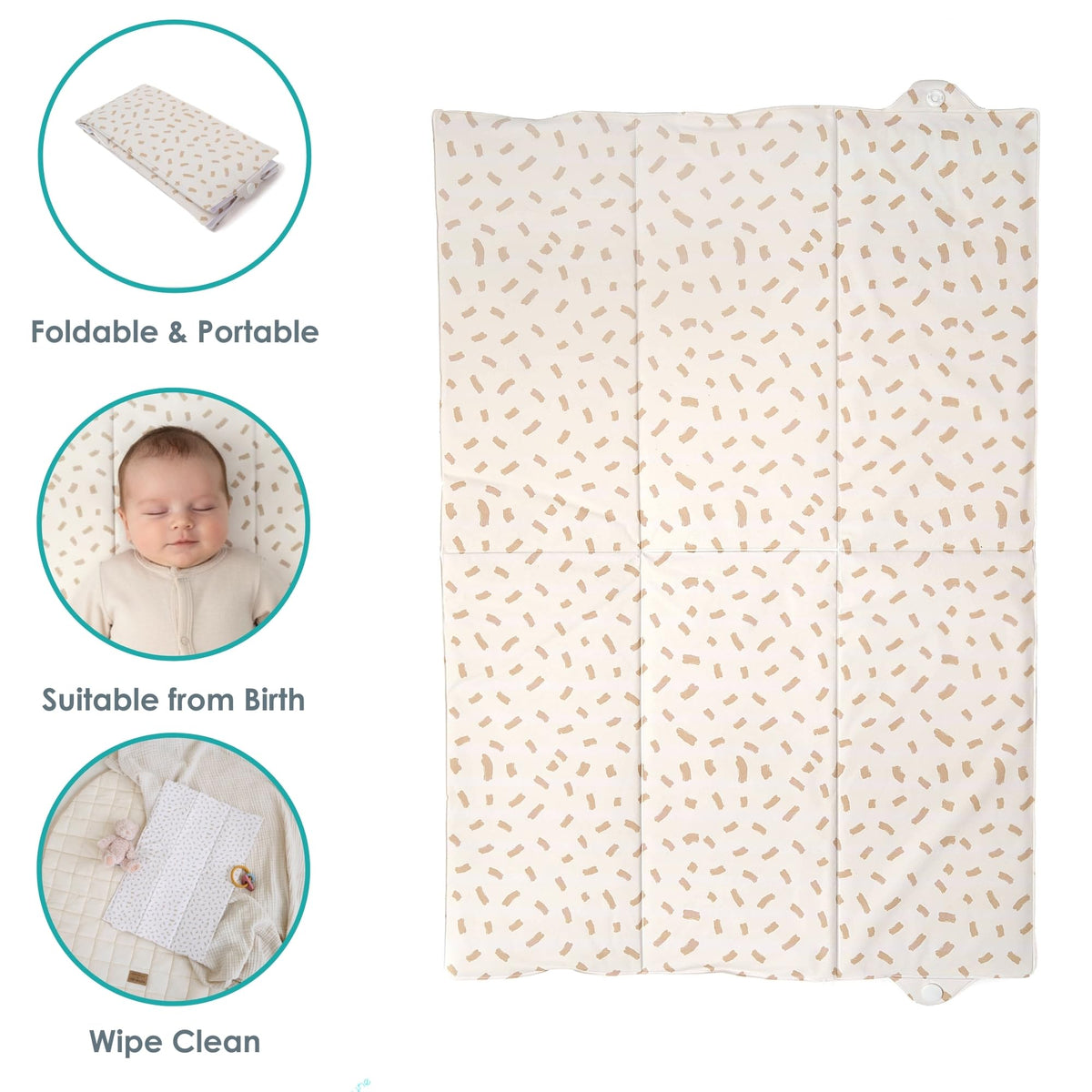 Clair de Lune Jungle Dream Foldable Changing Mat, Easy Clean Soft Water Resistant Travel Pad 60 x 34 cm