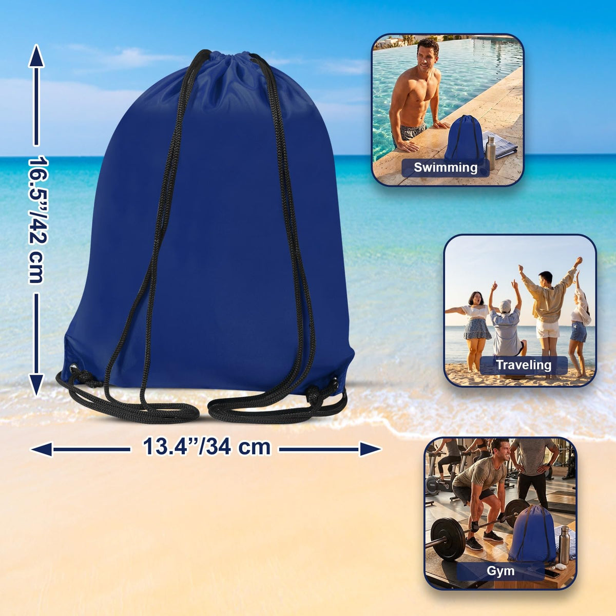 WESTWOOD FOX Drawstring Gym Bag String Bags Gym Sack Backpack PE Bags for Women Men Trainer Swimming Bag Travel Beach School Holidays Suitable for Sports,kids,Boys,Girls (Green)
