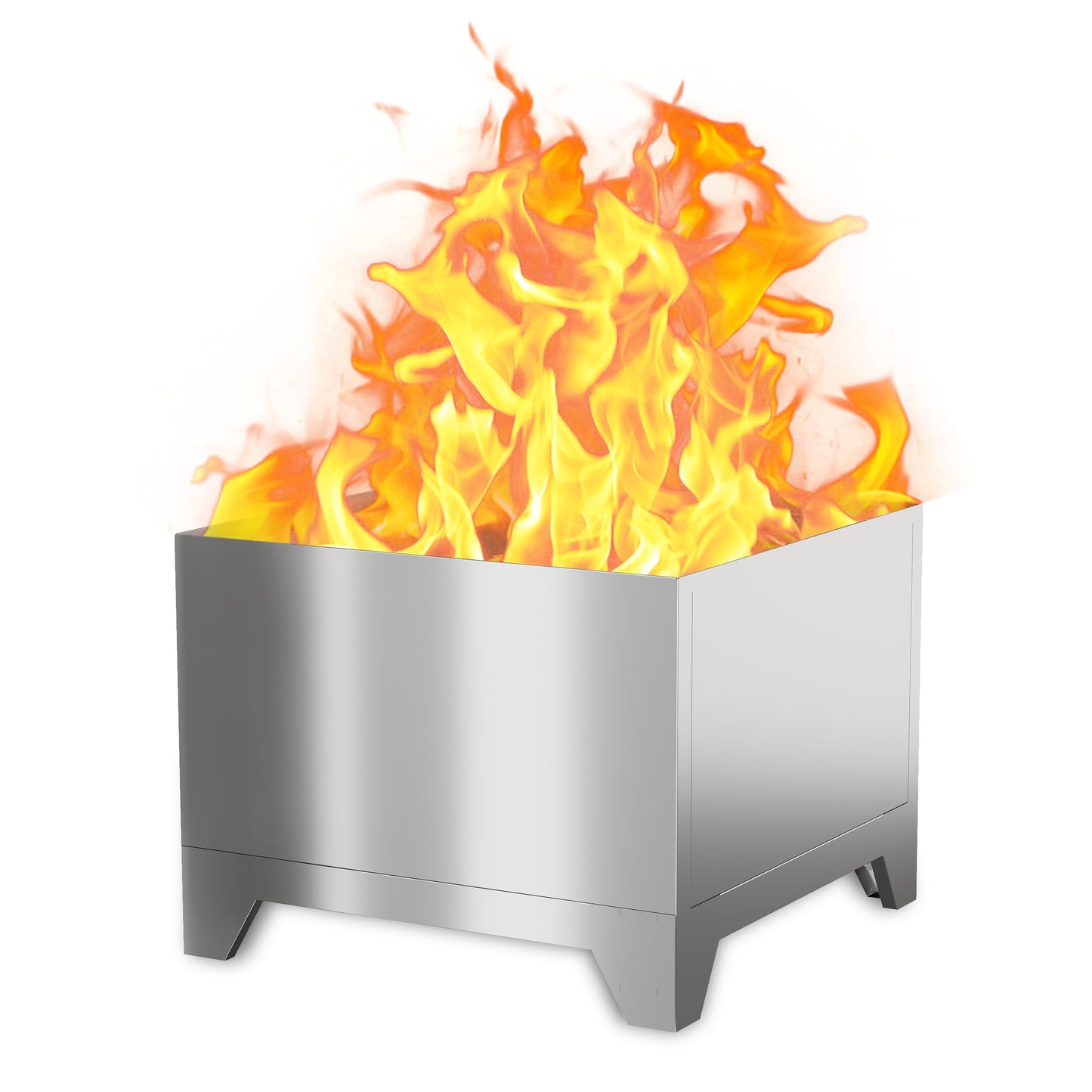 Smokeless Fire Pit with Removable Ash Pan, Fire Pits for Garden Wood Burning, Portable Camping Firepit, for Backyard Patio, Stainless Steel, Waterproof Bag & Poker Included, 50 x 38cm, Silver