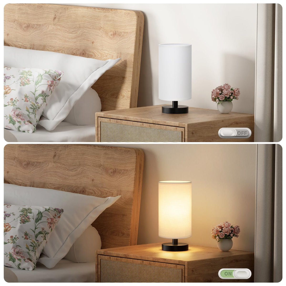 Aooshine Bedside Lamps, 3000K Warm Table Lamp for Bedroom Living Room