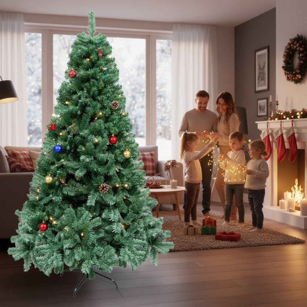 SHATCHI 6ft/1.8m Alaskan Pine Green Artificial Christmas Tree Bushy 550 Tips Xmas Home Decorationations Decorations