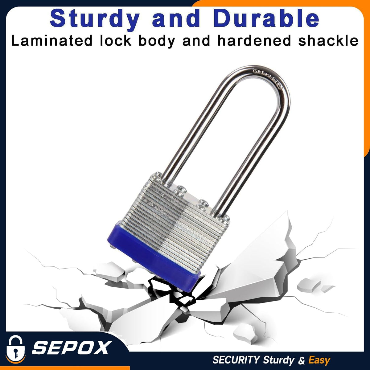 SEPOX® Heavy Duty Outdoor Padlock Keyed-Alike 58mm Extra Long Shackle 4Pack
