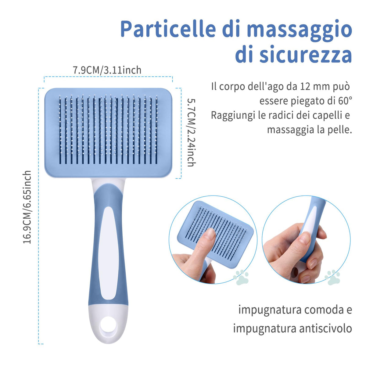 Vinabo Cat Dog Comb Brush, Cat Brush Grooming Comb, Self Cleaning Slicker Brushes, Pet Grooming Tool with Cleaning Button for Dog Shedding Tools