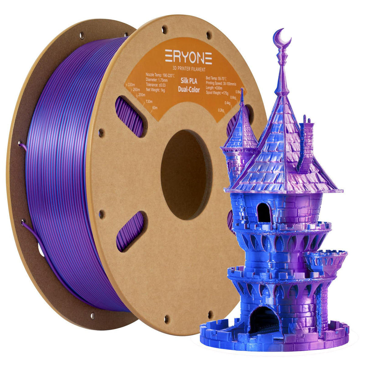 ERYONE Silk PLA Filament 1.75mm,3D Printer Filament PLA,Shiny Glossy PLA Filament,+/-0.03mm,1kg(2.2lbs)/Spool,Silk Liquid Gold