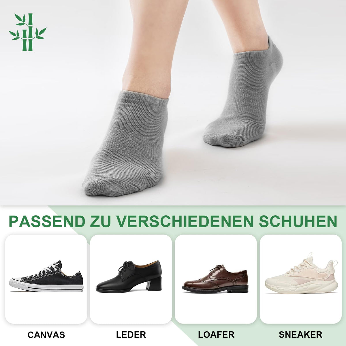 Niofind Bamboo Trainer Socks for Womens & Mens, 6 Pairs, Non Slip No Show