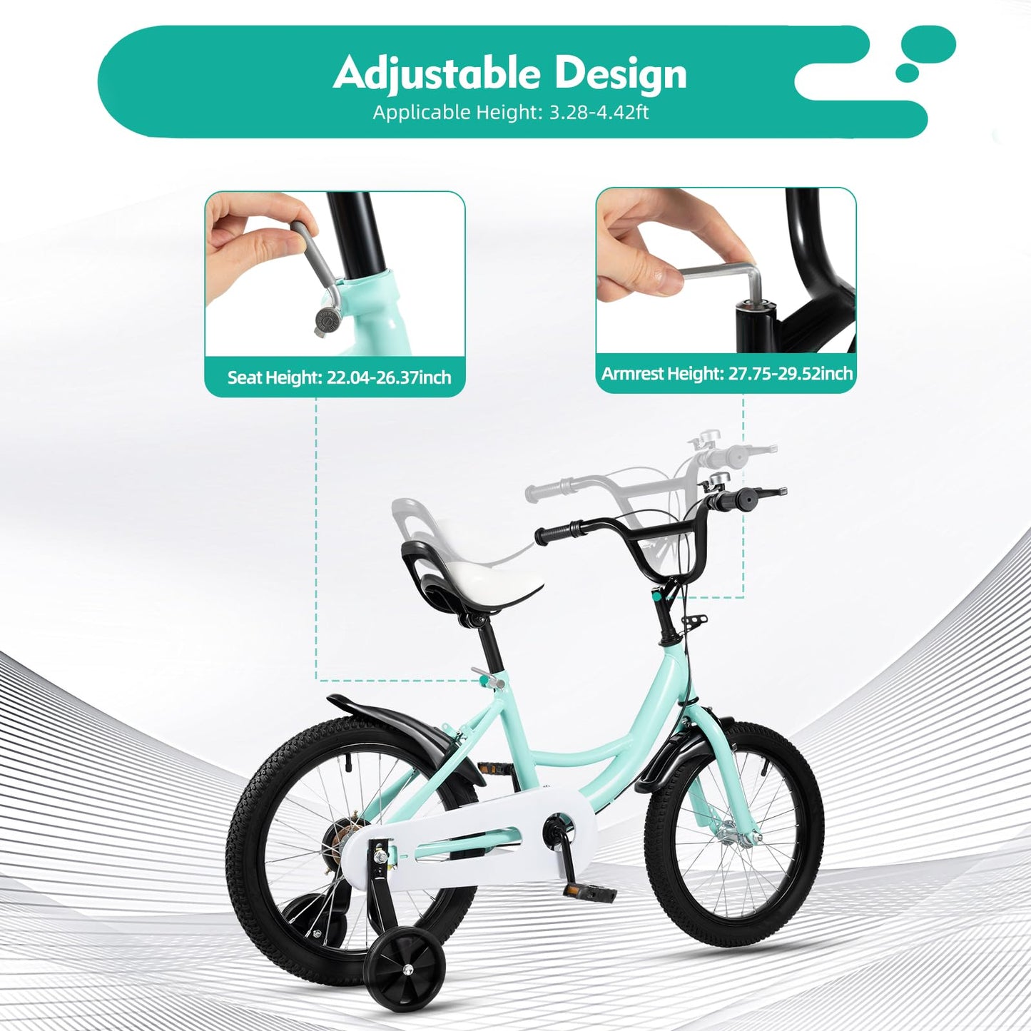 16 Inch Kids Bike with Training Wheels | For Boys & Girls Ages 5-8 | Dual Hand Brakes, Mudguards, Carbon Steel Frame Children's Bicycle