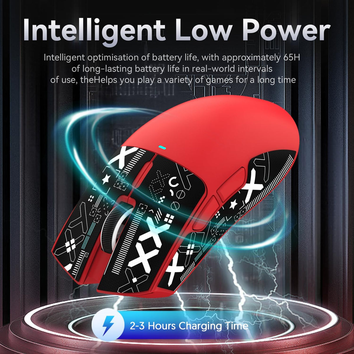ATTACK SHARK X11 Gaming Mouse with Magnetic Charging Dock, PixArt PAW3311 Gaming Sensor, BT/2.4G Wireless/Wired Gaming Mouse with Mouse Grip Tape, 22000 DPI, Gamer Mice for Win11/Xbox/PS/Mac (Red)