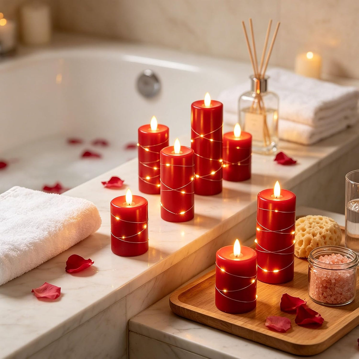 Da by 3 Pack Ivory Flameless LED Candles with Fairy Lights, Realistic Moving Flame Paraffin Wax Candles, Remote Control, Soft Warm Light, 8cm D x 12.5/14.5/16.5cm H, Indoor Wedding Home Decor