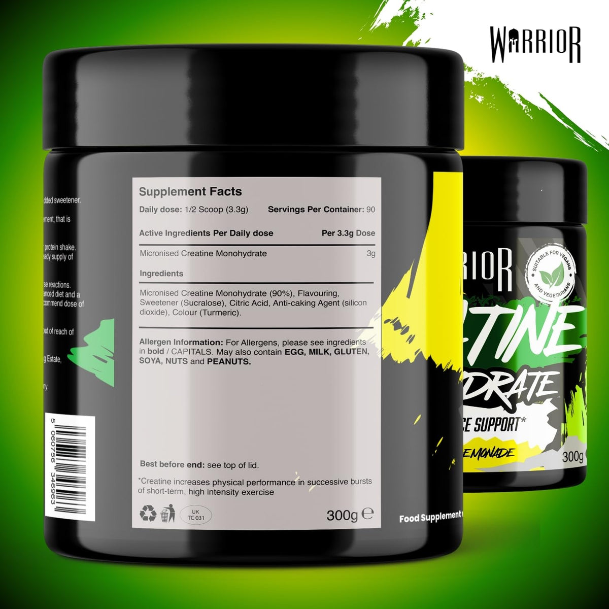 Warrior Creatine Monohydrate Powder 500g Pure Micronised (166 Servings)
