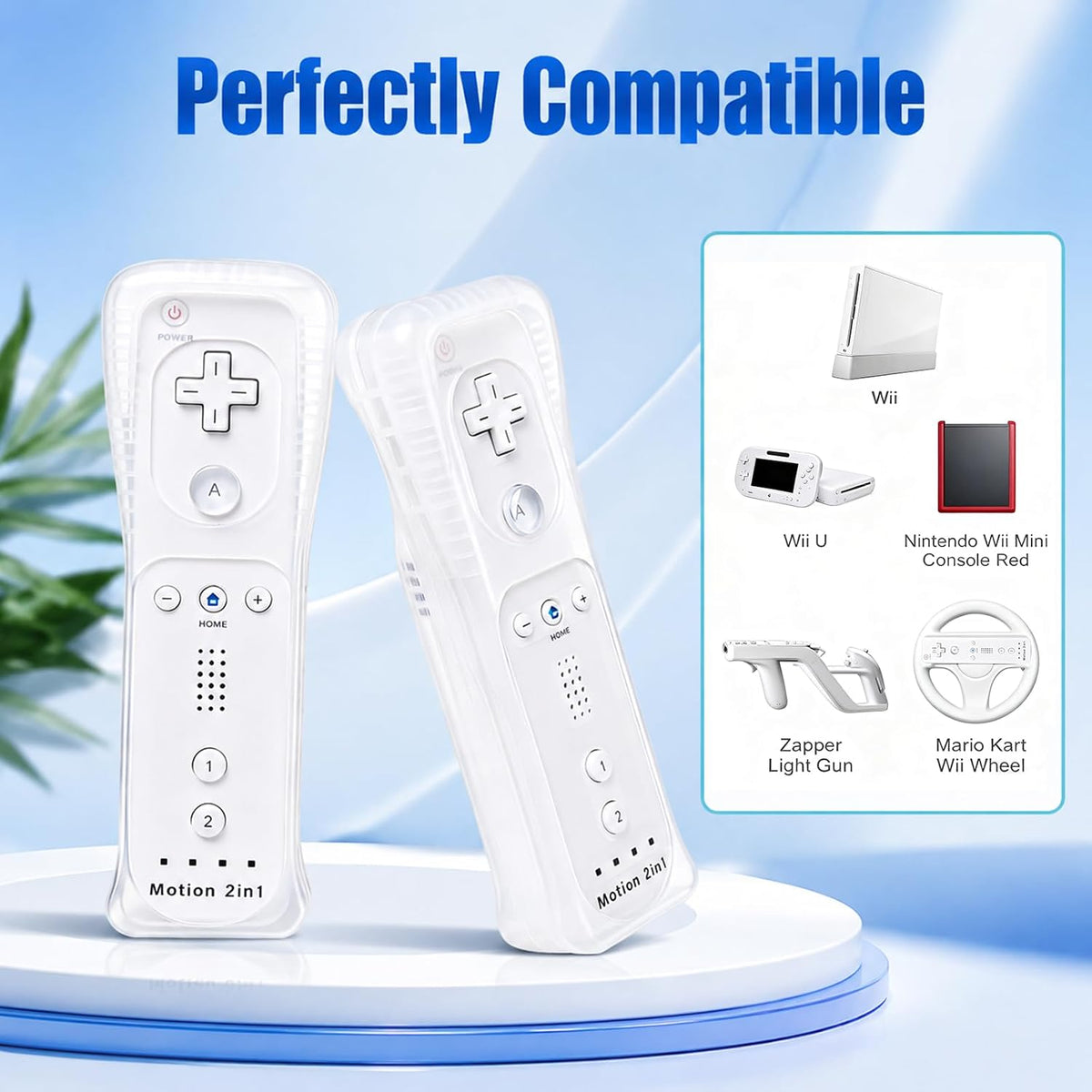 TechKen 2-Pack Wii Remote Plus with Built-in MotionPlus gyroscope, Compatible with all original Wii Remote accessories, Wii Controller for Wii/Wii U