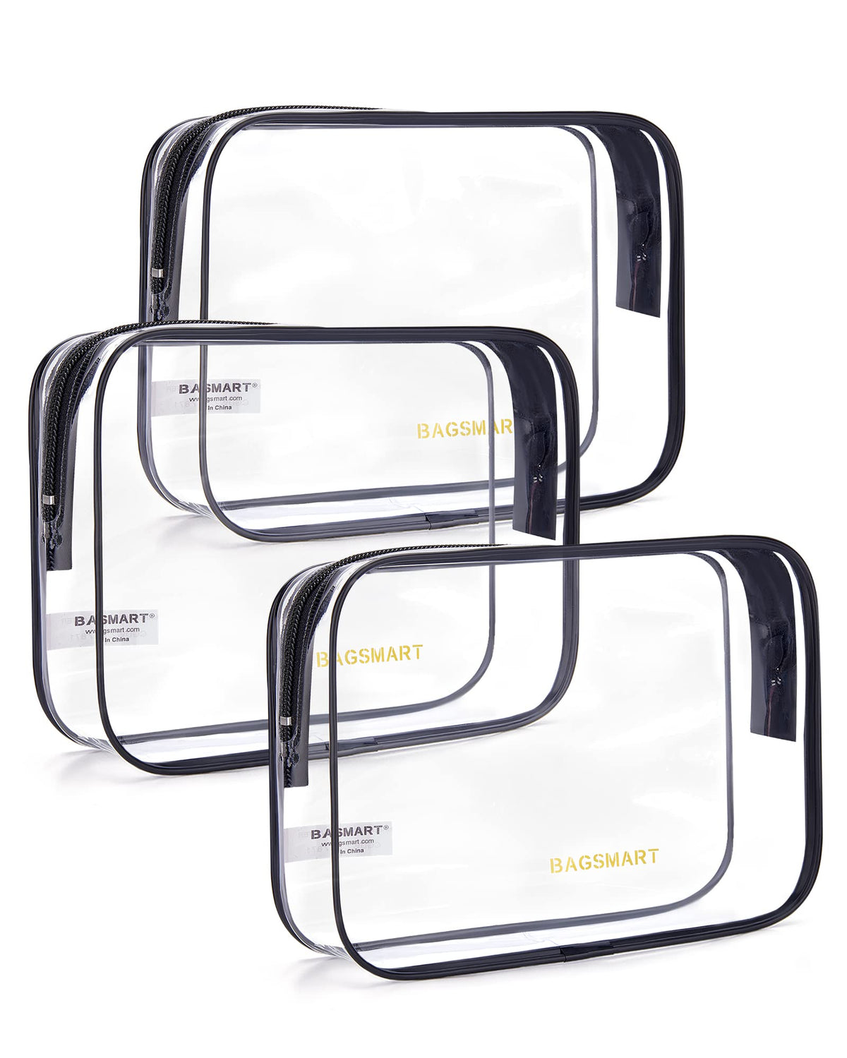 BAGSMART 2pcs Clear Toiletry Bag TSA Travel Essential for Makeup Liquids (Pack of 2)