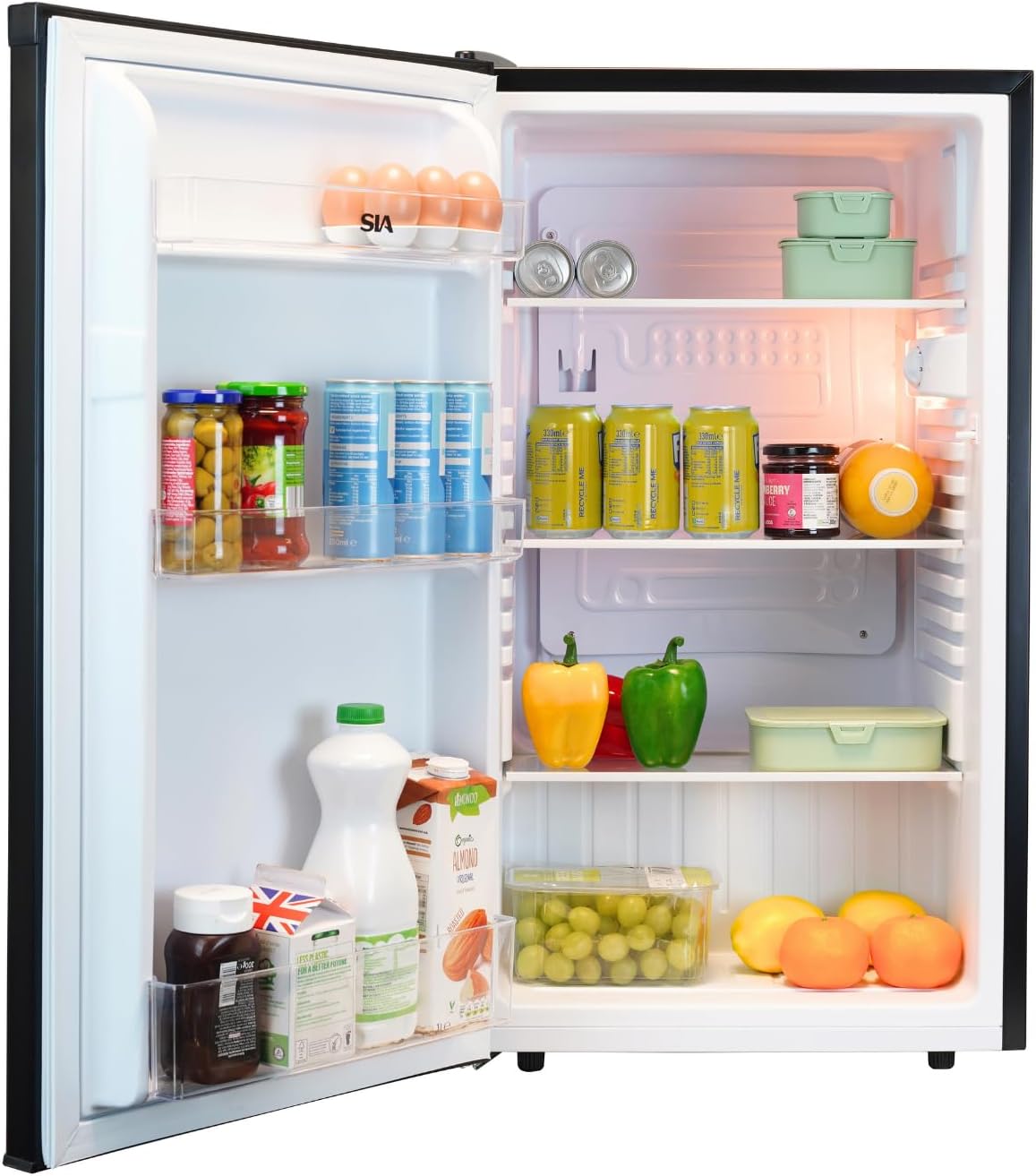 SIA LFS01BL-AMZ1 Black Under Counter Fridge, 91L Capacity, 48cm Wide, Freestanding Larder, E Rated, 2 Years Parts and Labour Guarantee