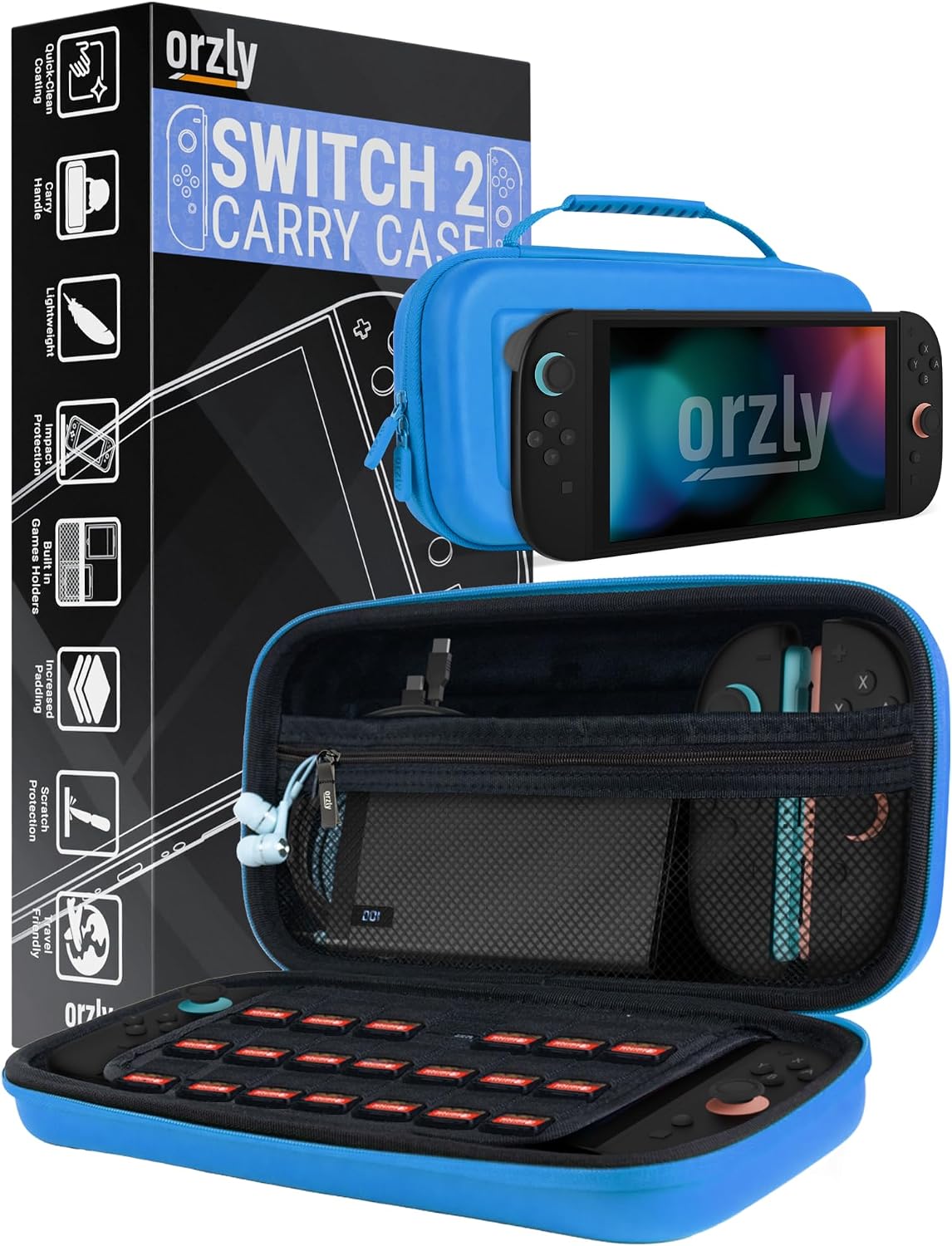 Orzly Carry Case for Nintendo Switch Lite Protective Hard Shell Portable Travel Carry Case with Storage for Accessories & Game Cartridges (Red & White)
