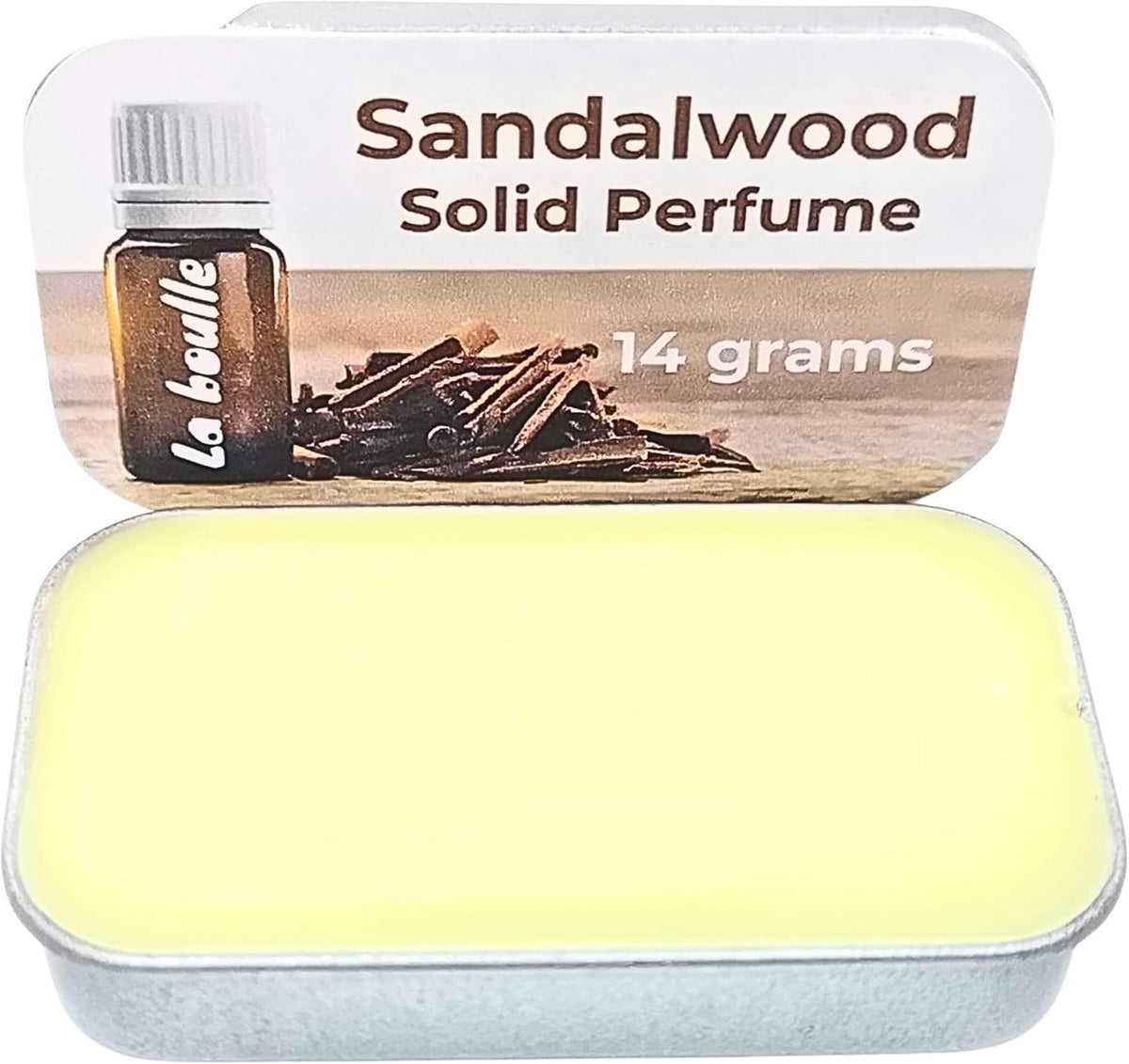 Sandalwood Solid Natural Perfume Balm. For sensitive skin. Handmade in UK.