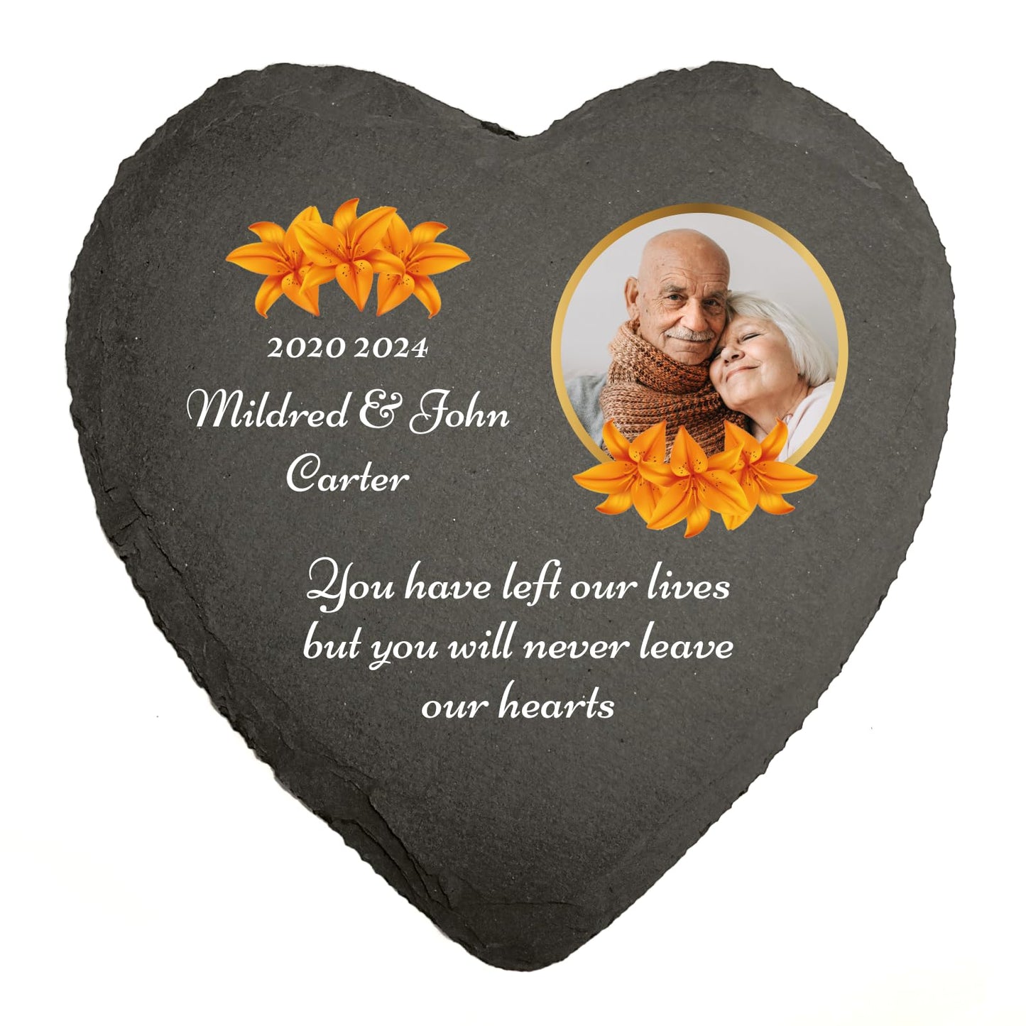 You Personalise Personalised UV Printed Photo Memorial Slate- Custom Message & Photo- Heart Slate, Optional Display Stand- Outdoor & Indoor Use- 100 x 100 mm