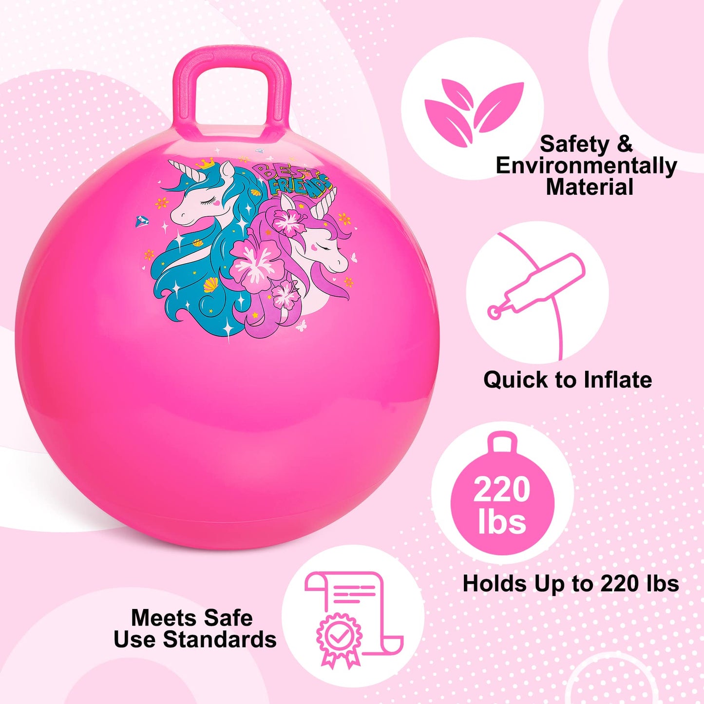 Vastoy 20 Inch Space Hopper Ball for Kids 6-9 Years - Anti-Slip Space Hopper with Hand Pump, Bouncy Inflatable Ride On Toy for Indoor Outdoor Fun, for Children (Blue Eyes)