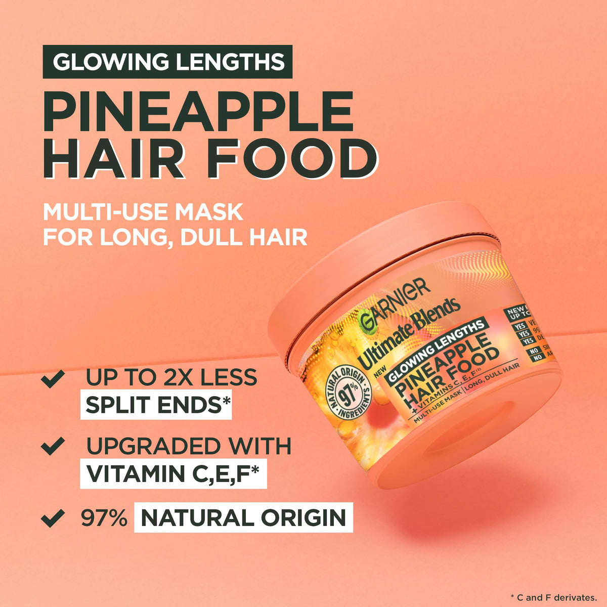 Garnier Hair Food Multi-use, 3-in-1 Hair Treatment Mask, Banana, 400ml