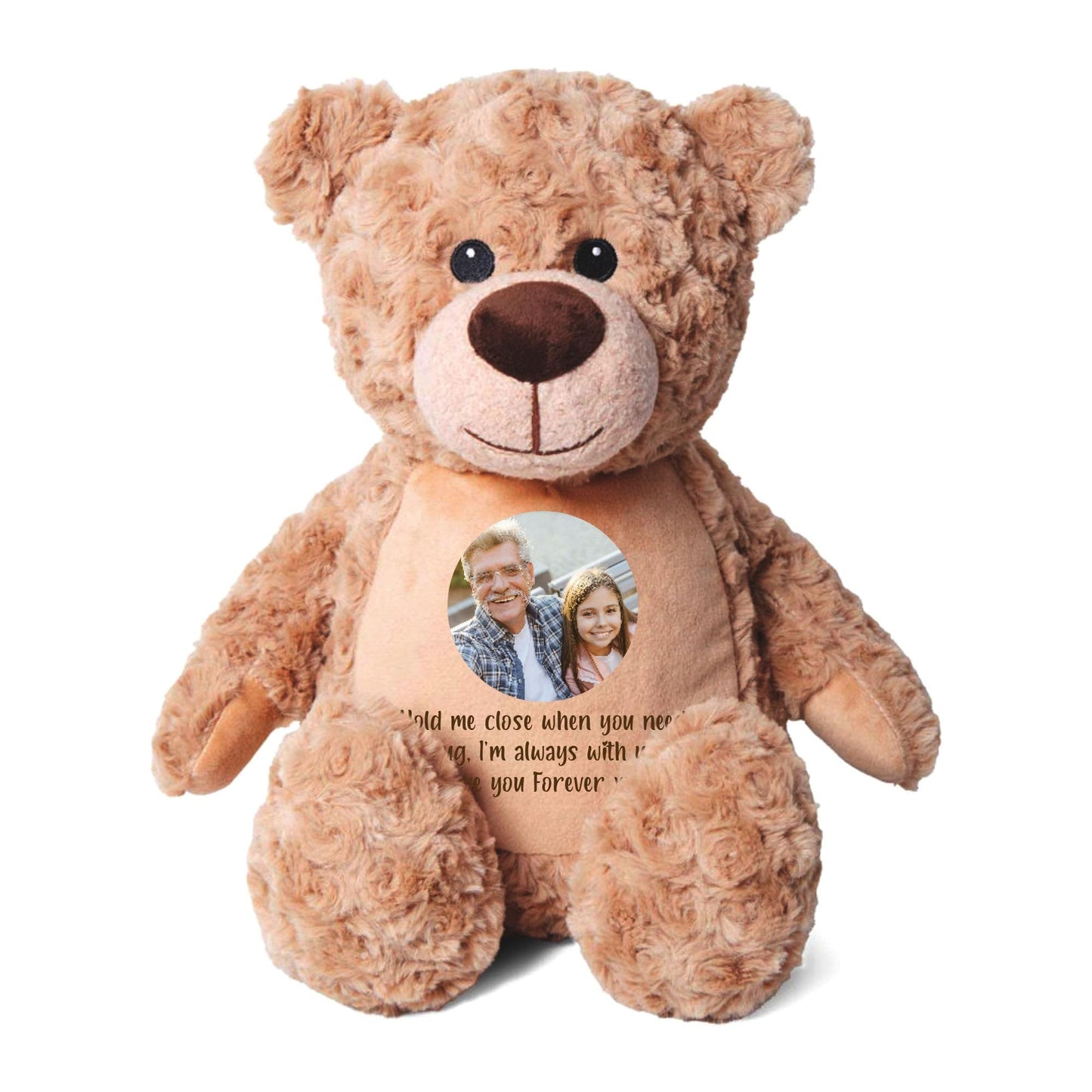 Large Personalised Photo Ashes Keepsake Memory Teddy Bear - Grey | Metal Heart Shaped Tin Ashes Urn | Bereavement Memorial Keepsake | Custom Photo & Message | Sympathy Gift | 42cm Tall