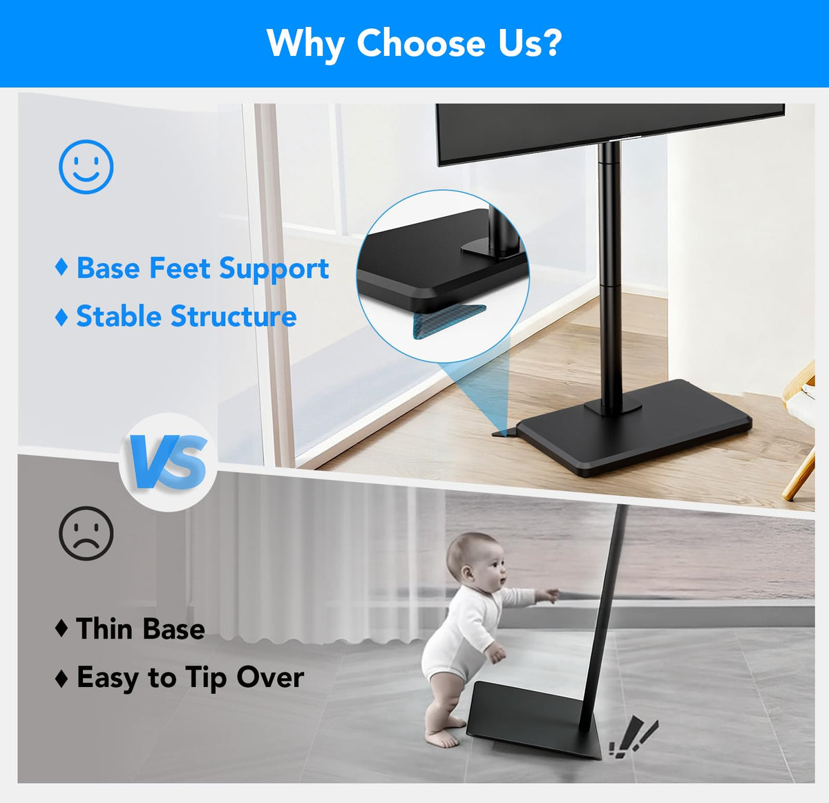Floor TV Stand with Mount for 26-55 inch TVs up to 35 kg, Height Adjustable Swivel Tilt TV Stand with Wood Base & Shelf, Saving Space Design for Bedroom, Living Room and Corner, White