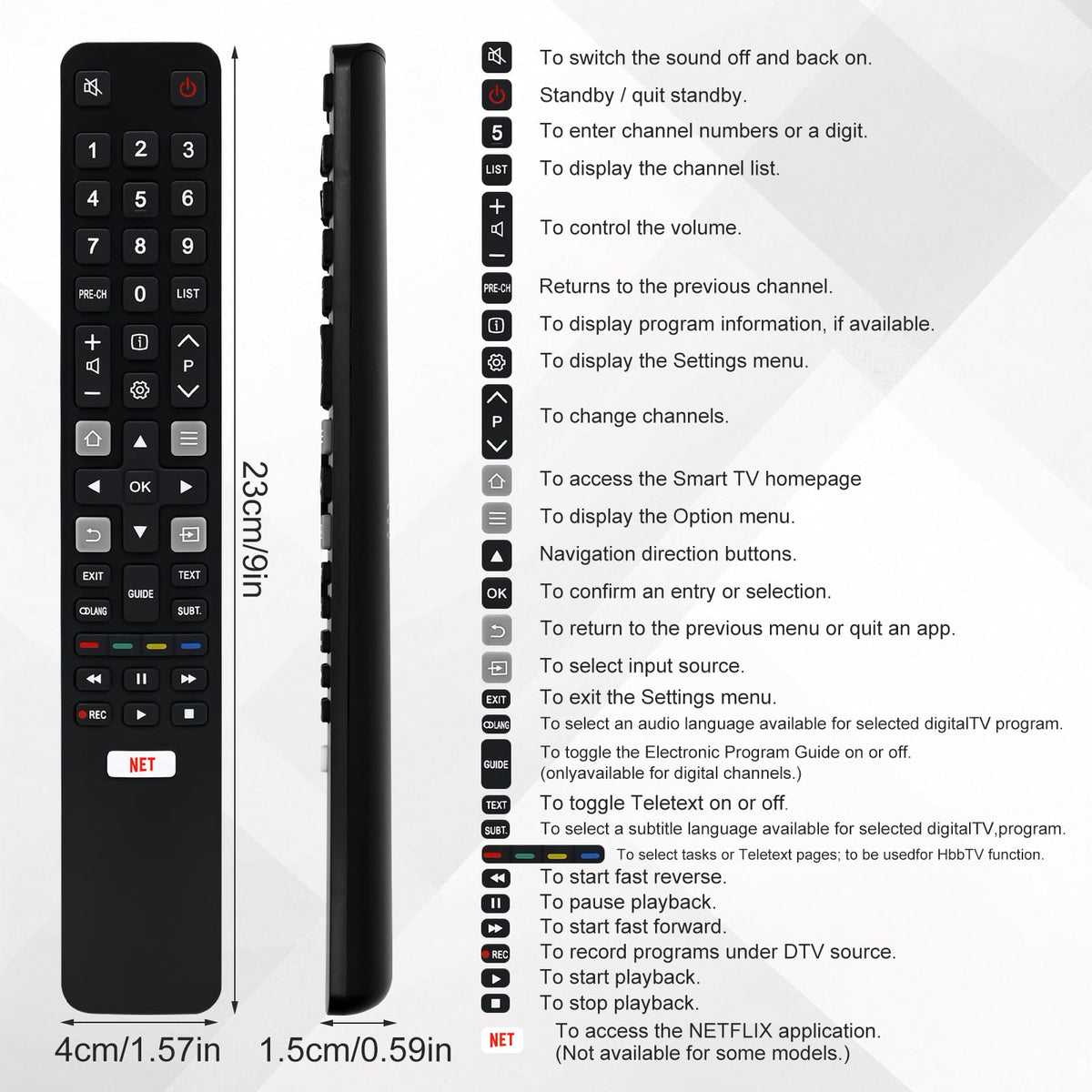 Hisense TV Remote Control, Universal Remote Control Replacement for Hisense VIDAA 4K UHD Smart TV with 12 Shortcut Buttons, No Setup Required