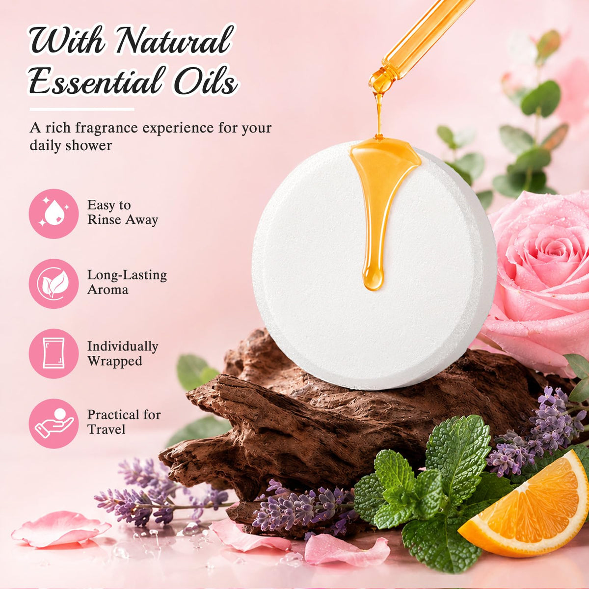 Linkax Shower Steamers Aromatherapy 8 Pcs, Christmas Gift for Women Purple