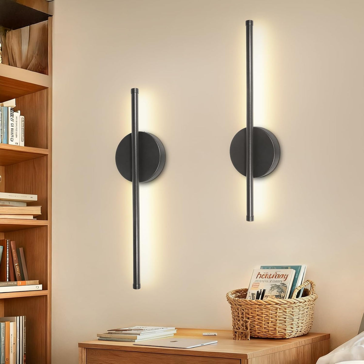 Dehobo 80CM Rechargeable Wall Lights with 8000mAh for Home Decor, 2 Packs