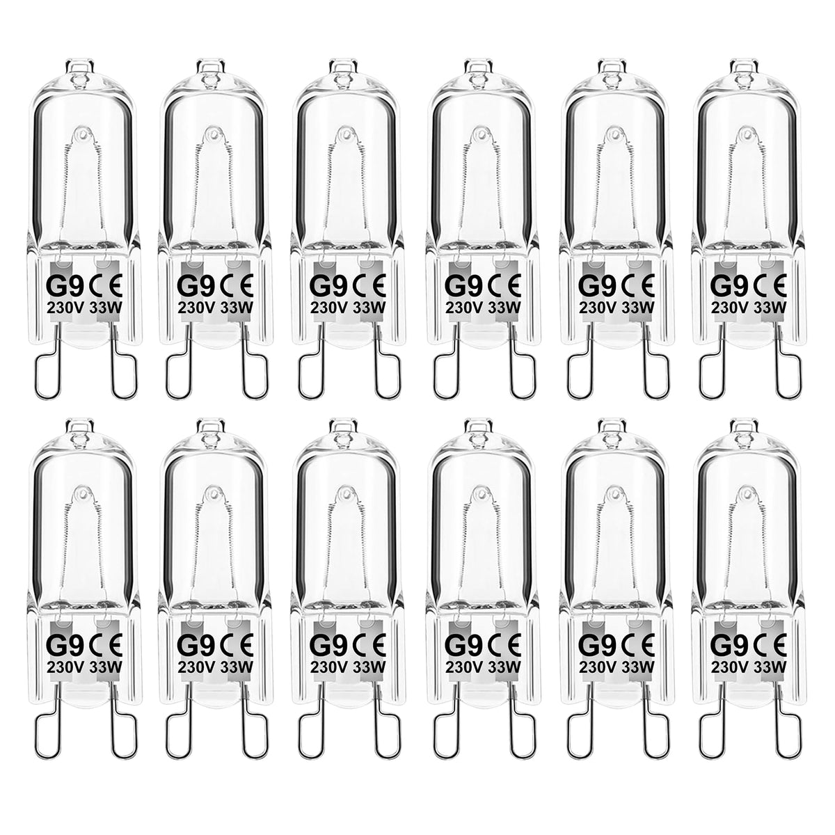 G9 Halogen Light Bulbs, 28W 2700K Warm White 230V Dimmable Capsule Bulbs, Non-Flicker - 12 Pack