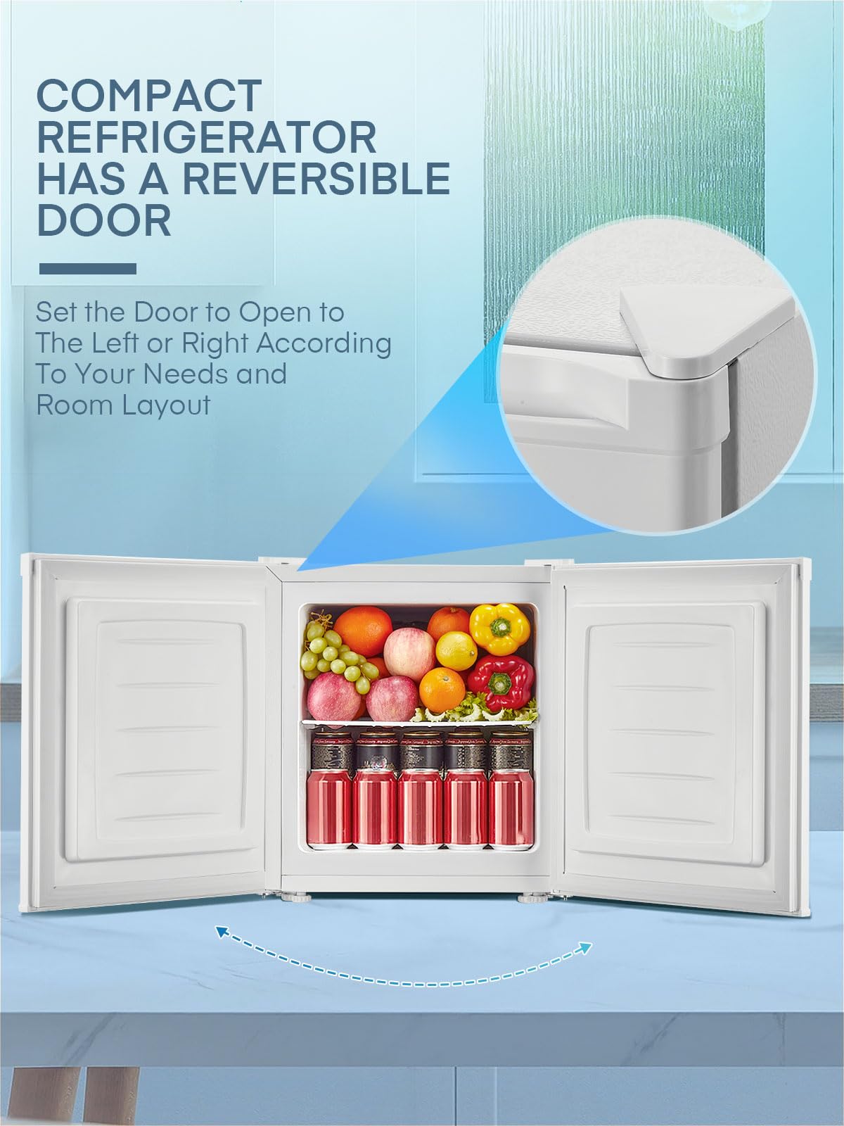 FOHERE 32L Mini Small Freezer Small Table Top Fridge Energy Efficient