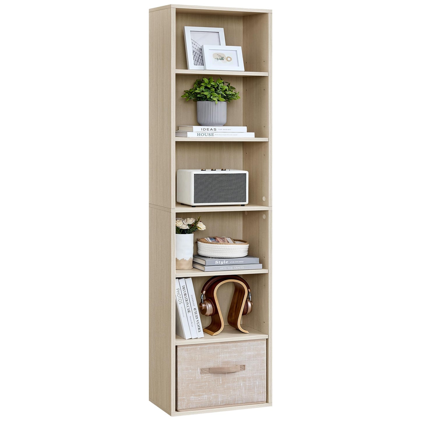 VASAGLE Bookcase, 6-Tier Bookshelf, Open Storage Shelf, Shelving Unit, 24 x 60 x 178.5 cm, for Living Room, Home Office, Dinning Room, Cloud White LBC169T14