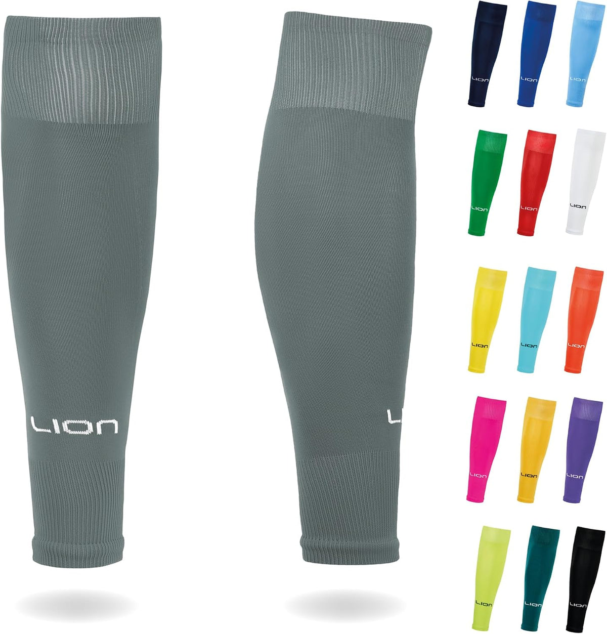 LION SPORTSWEAR Football Sock Sleeves To Accompany Grip Socks - Fits Over Calf/Shin Pads - Variety Of Colors To Match Your Team Kit