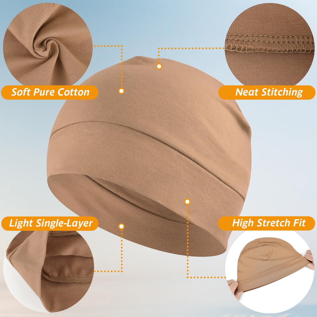 EINSKEY 100% Cotton Skull Caps for Men, Multipurpose Daily Wear Beanie Hat