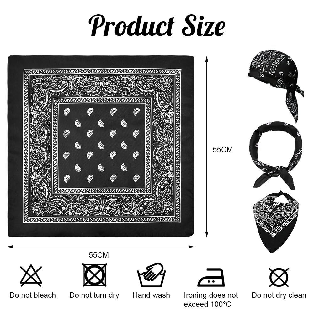 Aomig Bandana Head Scarf for Men and Women, Stylish Cowboy Headband Handkerchief, Multi-purpose Hair Scarf Paisley Print Unisex Headwraps, Bib Party Face Covering Headwear for Motorcycling