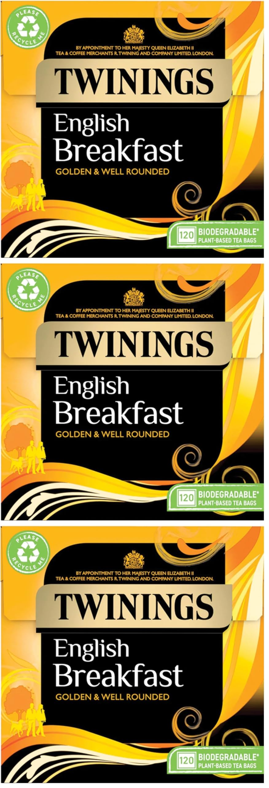 Twinings English Breakfast Tea, 4 x 80 Biodegradable Plant-Based Tea Bags