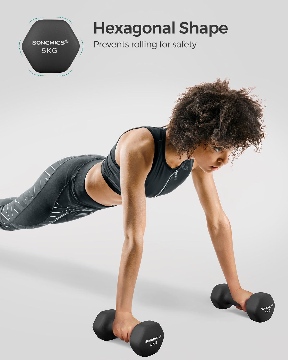 SONGMICS Set of 2 Hex Dumbbells with Neoprene Coating for Strength Training, Fitness, Home Workout
