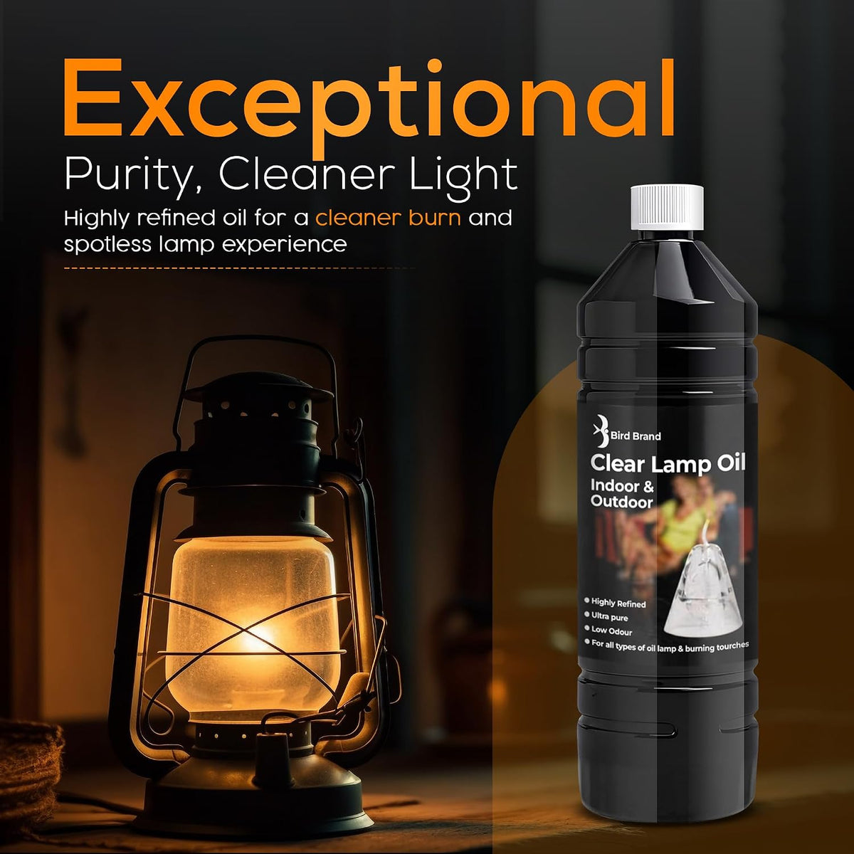 Quebec Clear Lamp Oil 2 x 1L – Clean Burning for Indoor & Outdoor Oil Lamps, Lanterns & Torches, Odorless Formula