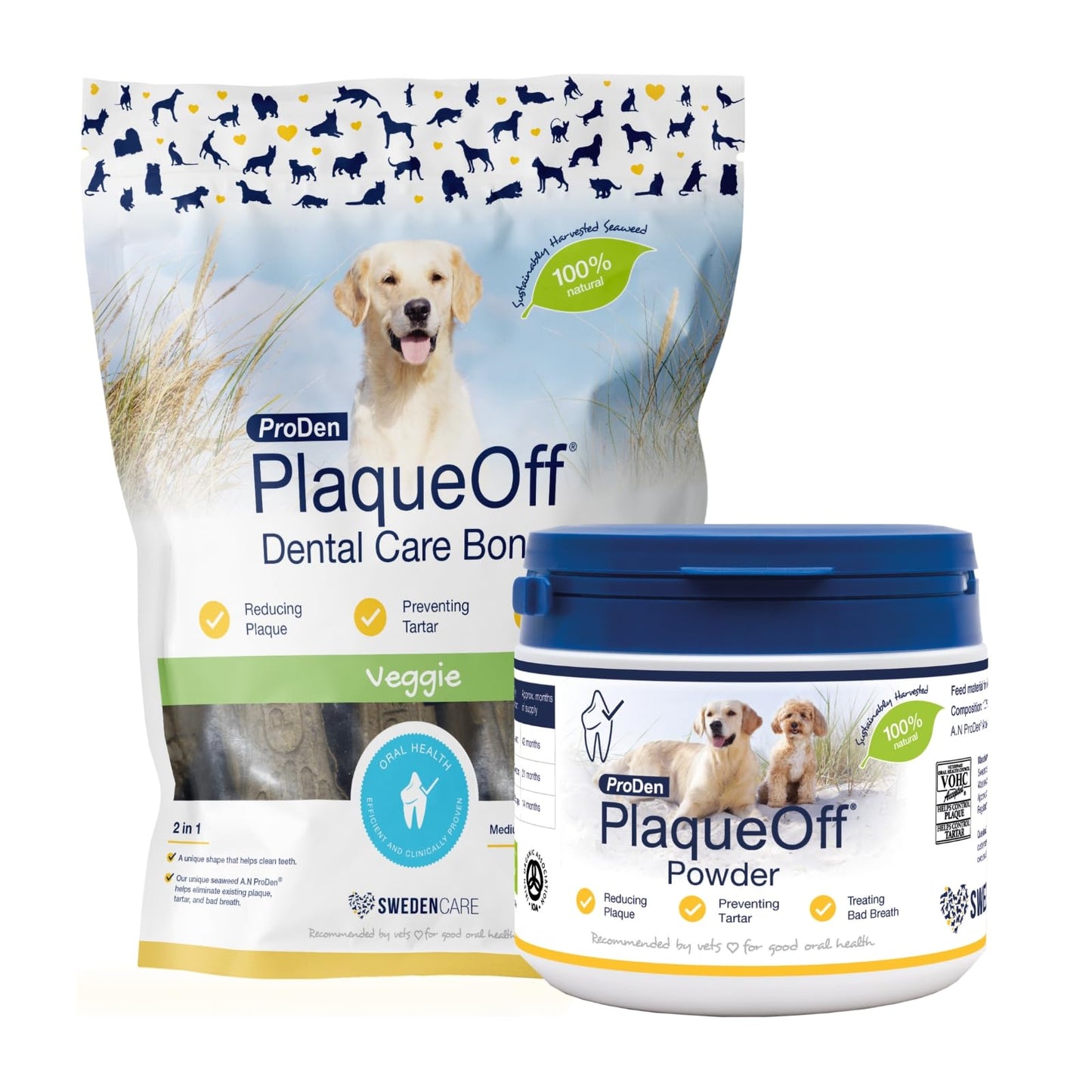 ProDen PlaqueOff Powder for Dogs & Cats, Tartar & Bad Breath Remover 100% Natural Teeth Cleaner and Plaque Remover 60 g