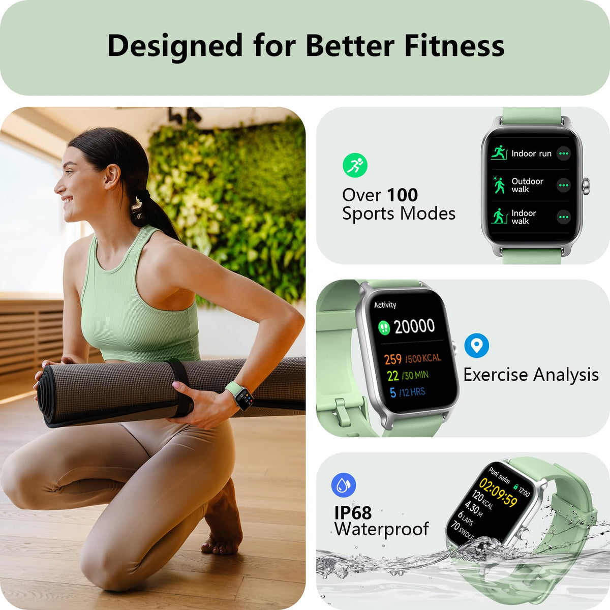 Smart Watch for Women, Answer/Make Calls, Alexa Built-in, [1.8"HD Screen] Smart Watches for Women iPhone/Samsung/Android, Fitness Watch with Heart Rate Sleep SpO2 Monitor,IP68 Waterproof, 100+ Sports