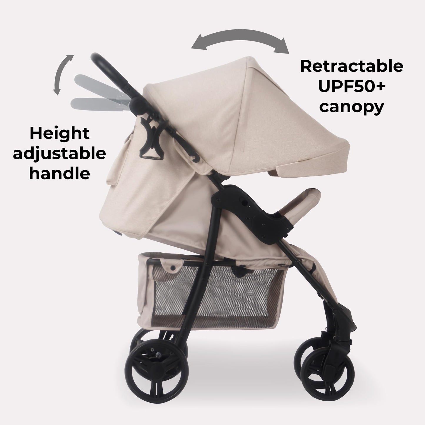 My Babiie MB30 Pushchair – from Birth to 4 Years (22kg), Easy Compact Fold, Large Shopping Basket, Adjustable Handle, Stroller Includes Cup Holder, Rain Cover – Black & Grey