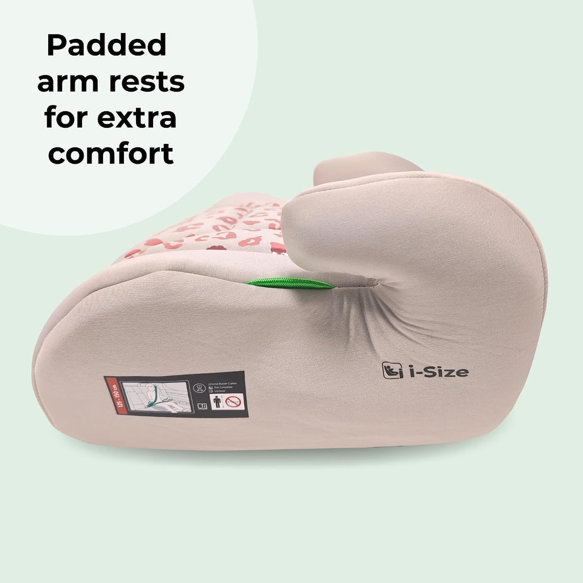 My Babiie MBCSB10 Booster Car Seat - Lightweight at 1kg, Approx. 6-12 Years (125-150cm, 22-36kg), R129, i-Size Backless Child Car Seat, Group 3, Compact, Portable, Ideal for Travel - Pink Leopard