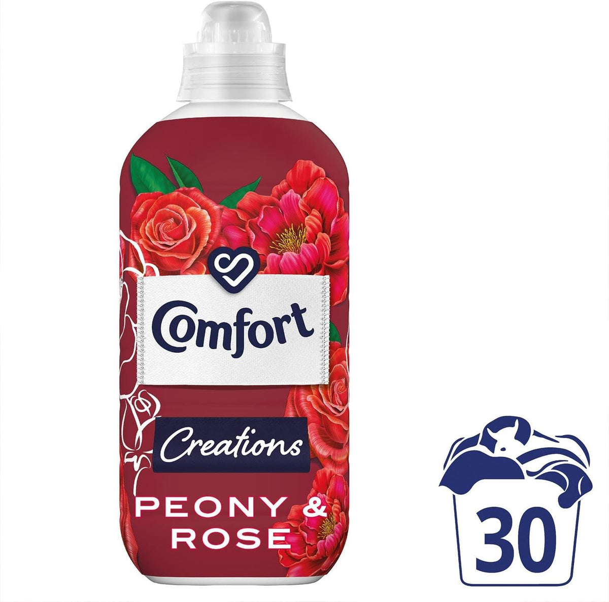 Comfort Creation Concentrated Fabric Conditioner with 100 Days of Long Lasting Fragrance and Softness Intense Liquid Fabric Softener 30 Washes, 900 ml (Peony & Rose, Buy 4)