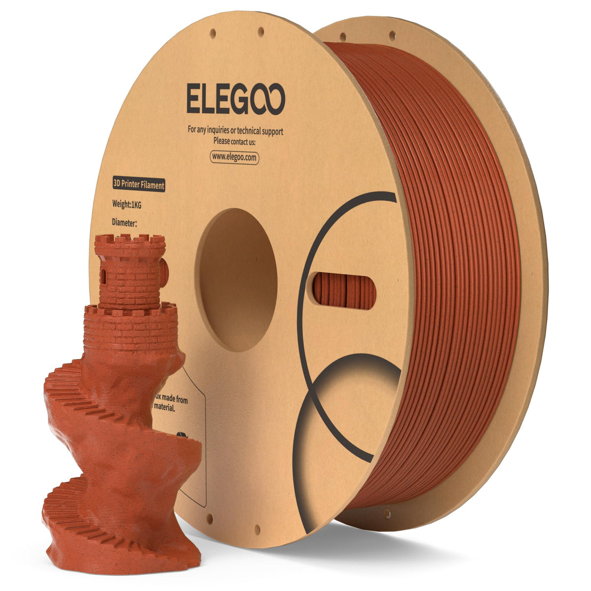 ELEGOO PLA Filament 1.75mm Black 1KG, 3D Filament Dimensional Accuracy +/- 0.02mm, 1kg Cardboard Spool(2.2lbs) 3D Printing Filament Fits for Most FDM 3D Printers