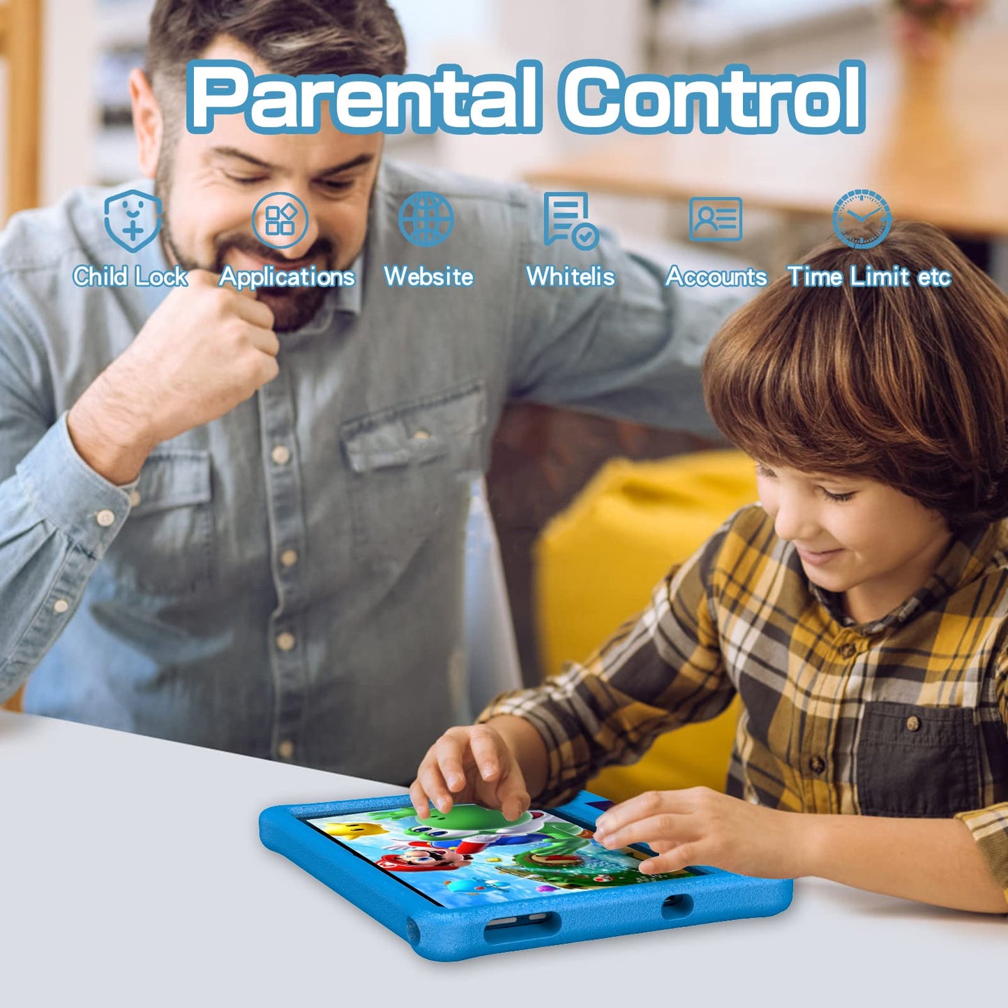 VASOUN Kids Tablet 10 inch, Android 15 Tablets for Kids with 6GB RAM and 64GB ROM, 6000 Mah, Tablet PC with Time Limits, Age Filters, Parental Controls, 5G WIFI, Bluetooth(Blue)