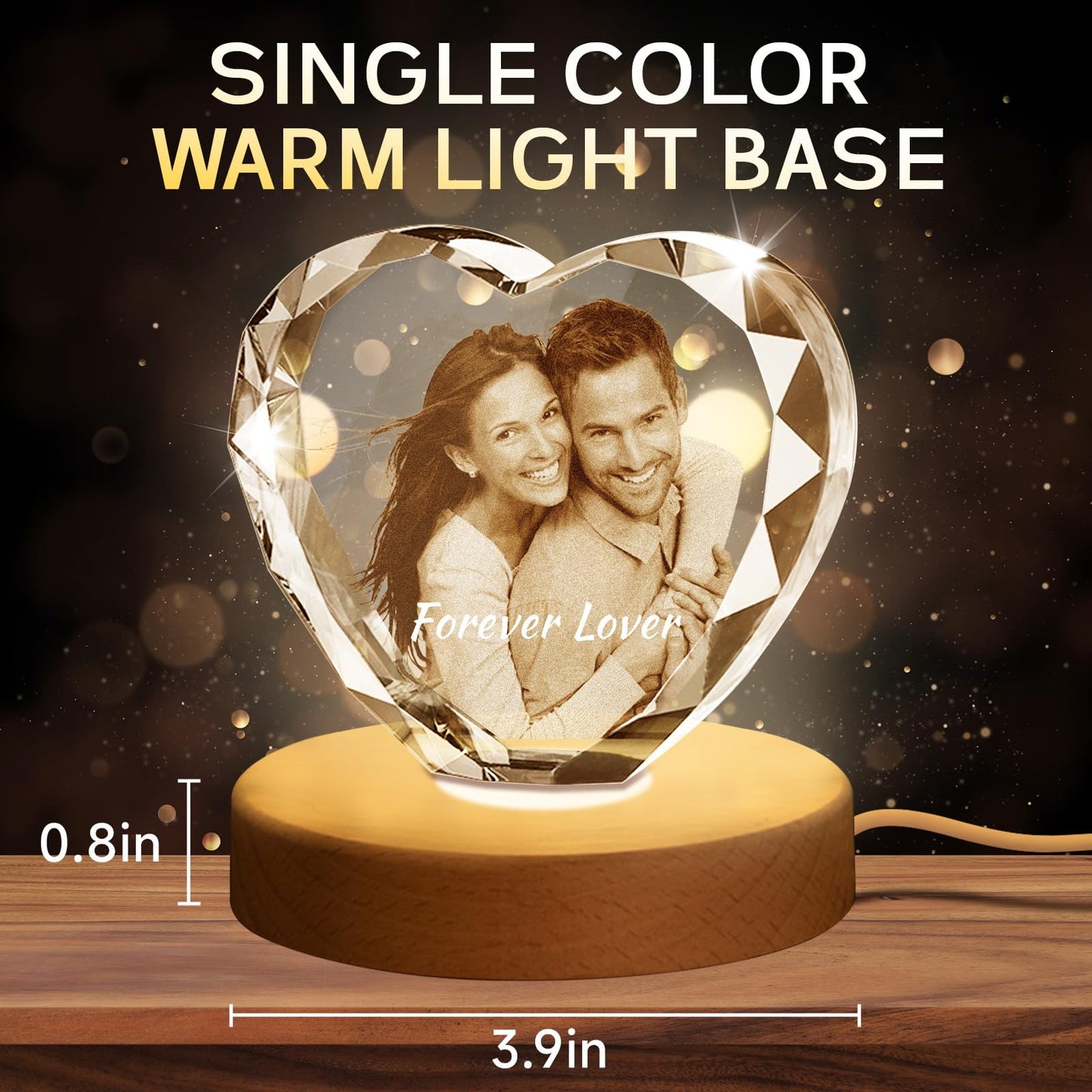 Personalised 3D Crystal Photo Gift, Custom Gifts with 3D Laser Etched, Engraved Inside the Crystal Using Your Photo Customized Memorial Custom Mother’s Day Picture Gift (Cuboid)