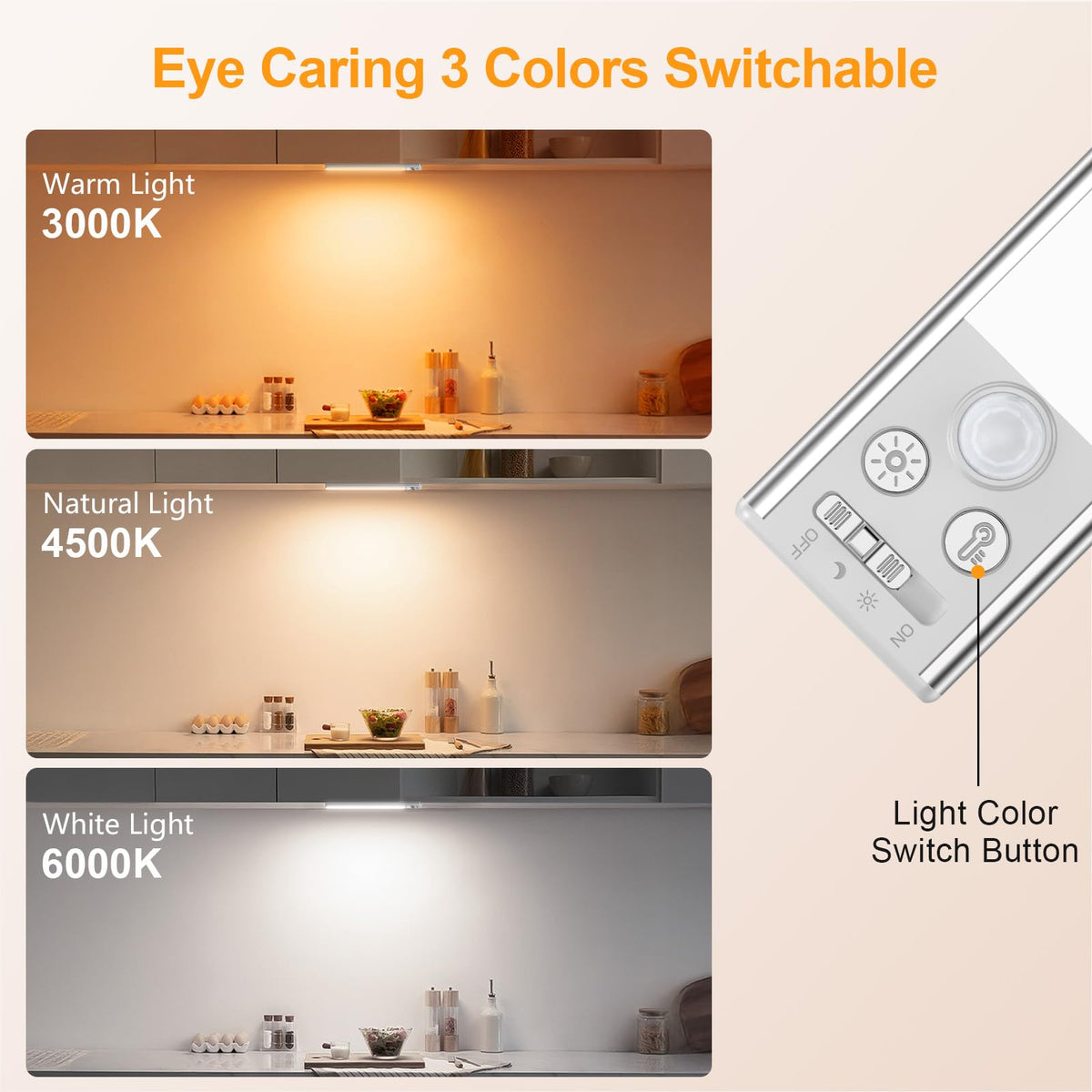 Gritin Under Cabinet Kitchen Lights Rechargeable 2 Pack-3 Color Temps